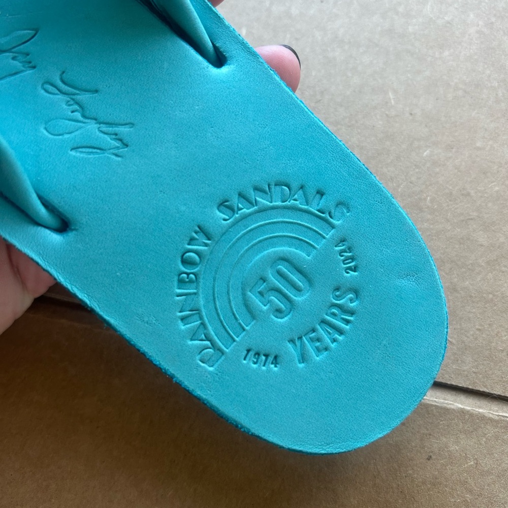 Rainbow Teal Women's Flip Flop Sandals - Picture 3 of 4